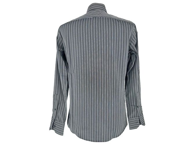 Camicia Gucci a righe con bottoni in cotone grigio - vista 3
