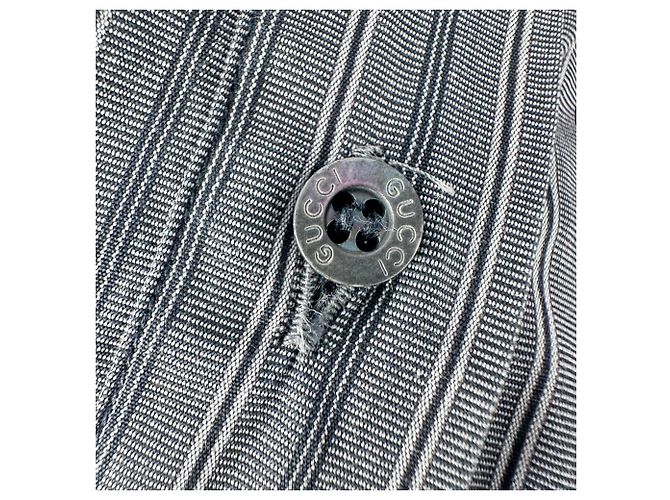 Camicia Gucci a righe con bottoni in cotone grigio - vista 4
