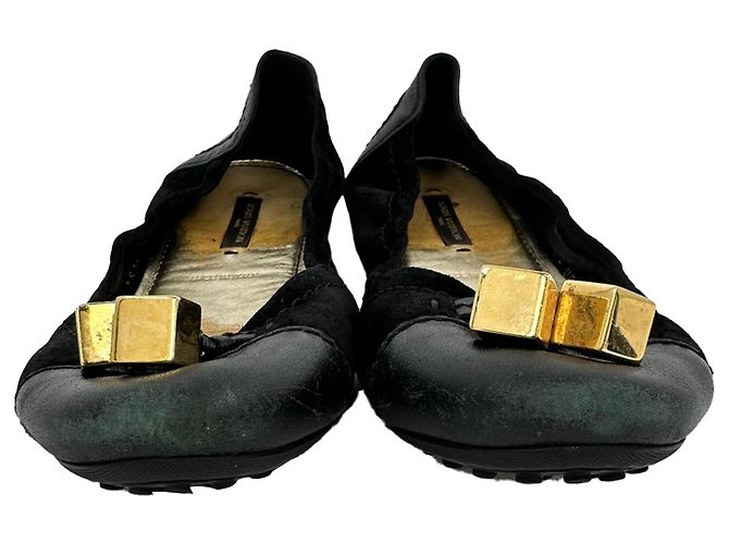 Bailarinas Louis Vuitton Monogram Cube Accent en ante negro - vista 2