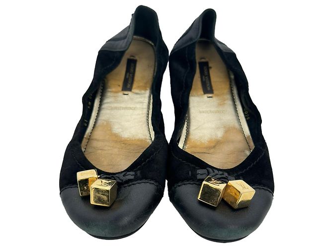 Bailarinas Louis Vuitton Monogram Cube Accent en ante negro - vista 3