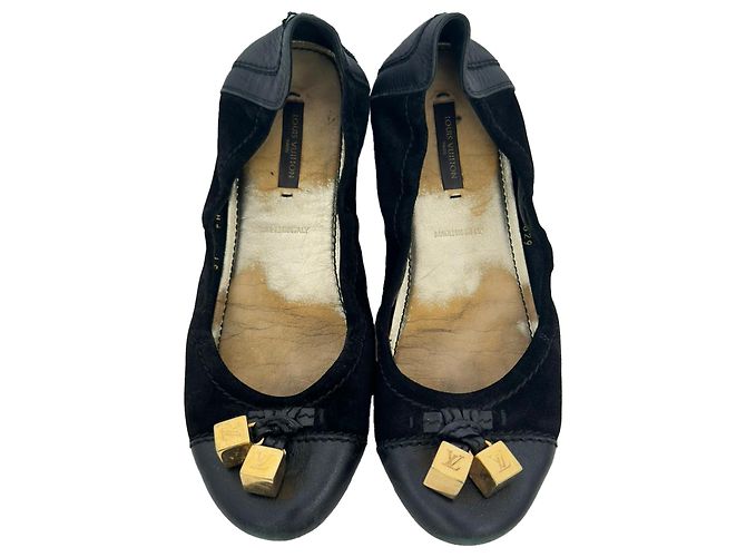 Bailarinas Louis Vuitton Monogram Cube Accent en ante negro - vista 4
