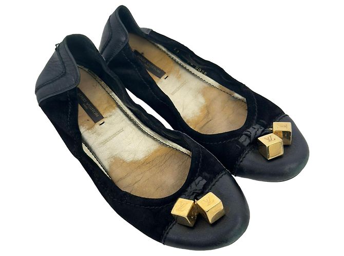 Bailarinas Louis Vuitton Monogram Cube Accent en ante negro - vista 5