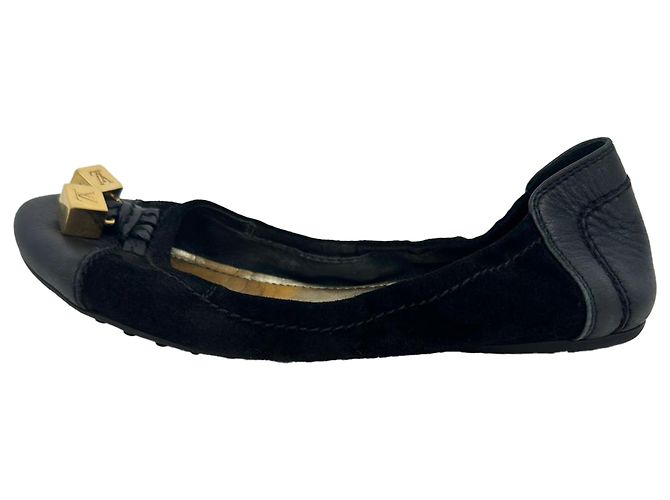Bailarinas Louis Vuitton Monogram Cube Accent en ante negro - vista 7