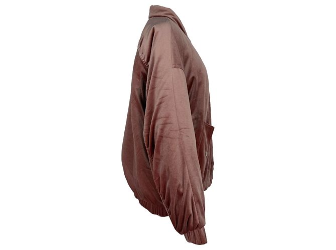 Giacca bomber con zip Hugo Boss in velluto rosa Marrone - vista 3