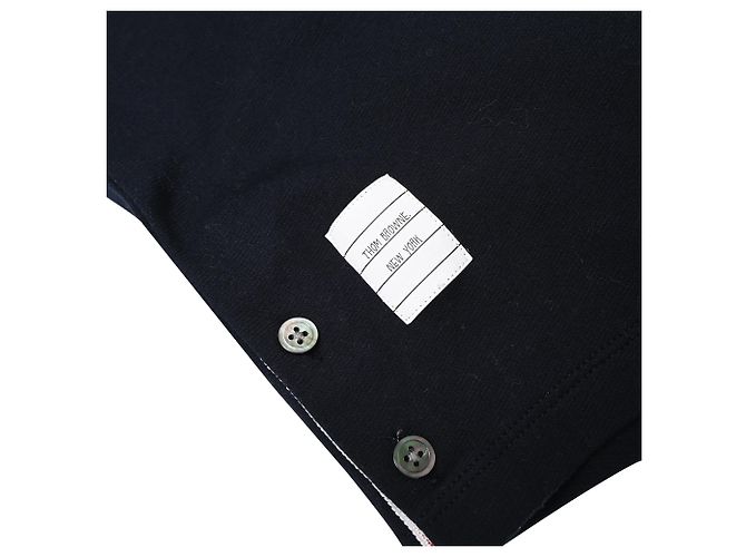 Vestido mini sweatshirt de algodón negro con 4 barras Thom Browne Azul marino - vista 10