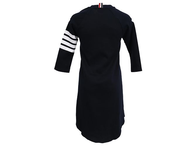 Vestido mini sweatshirt de algodón negro con 4 barras Thom Browne Azul marino - vista 3