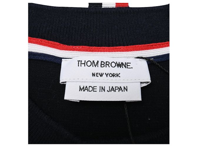 Vestido mini sweatshirt de algodón negro con 4 barras Thom Browne Azul marino - vista 4