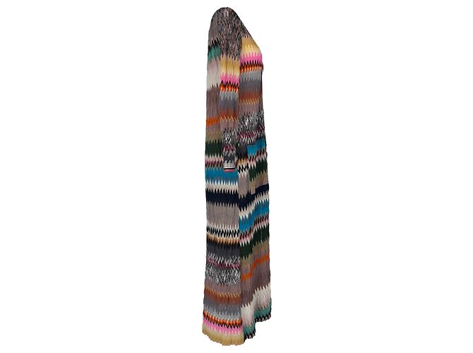 Langer Missoni Strickcardigan mit Chevron-Muster in Multicolor-Viskose Mehrfarben - Ansicht 2