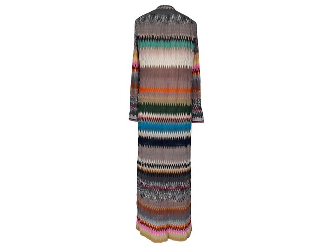 Langer Missoni Strickcardigan mit Chevron-Muster in Multicolor-Viskose Mehrfarben - Ansicht 3