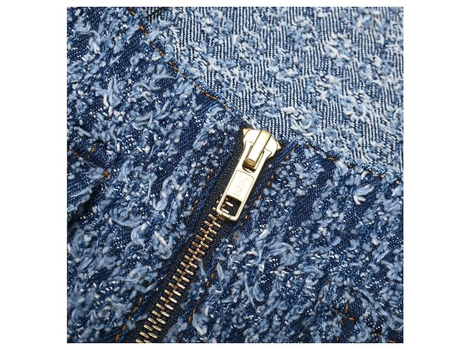 Self portrait Vestido mini de denim texturizado Self-Portrait en algodón azul - vue 12