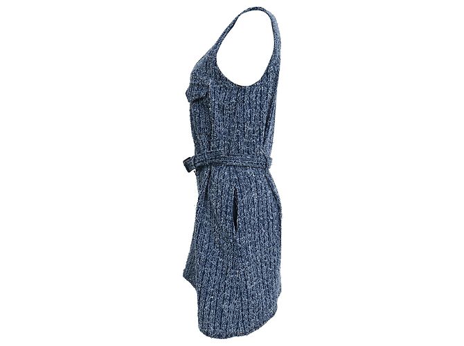 Self portrait Vestido mini de denim texturizado Self-Portrait en algodón azul - vue 2