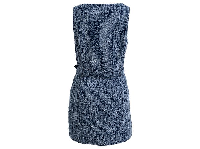 Self portrait Vestido mini de denim texturizado Self-Portrait en algodón azul - vue 3