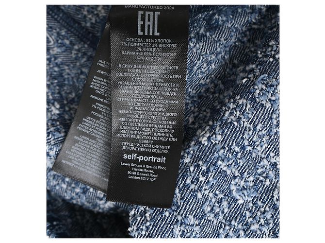 Self portrait Vestido mini de denim texturizado Self-Portrait en algodón azul - vue 9