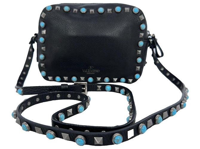 Valentino Garavani Borsa a tracolla Valentino Rolling Rockstud in pelle nera Nero - vista 2