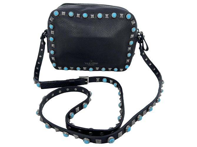 Valentino Garavani Borsa a tracolla Valentino Rolling Rockstud in pelle nera Nero - vista 3