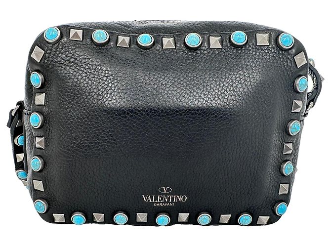 Valentino Garavani Borsa a tracolla Valentino Rolling Rockstud in pelle nera Nero - vista 5