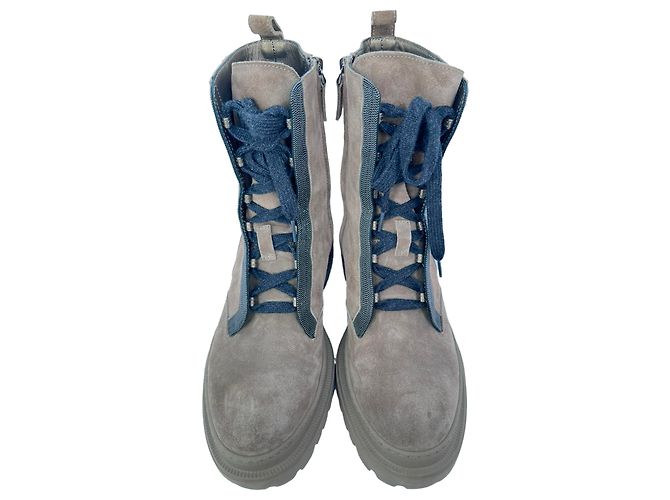 Stivaletti Combat in scamosciato color tan Brunello Cucinelli Marrone Beige - vista 3
