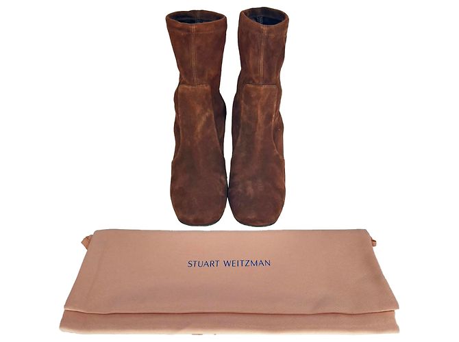 Botines Sleek 60 de Stuart Weitzman en ante marrón Castaño Roja - vista 14