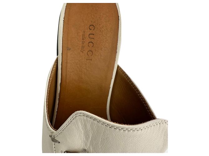 Mules Gucci Horsebit in pelle bianca Marrone Rosso - vista 10