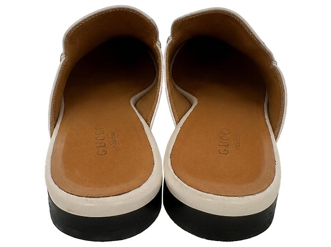 Mules Gucci Horsebit in pelle bianca Marrone Rosso - vista 5