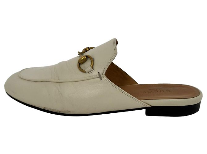 Mules Gucci Horsebit in pelle bianca Marrone Rosso - vista 6