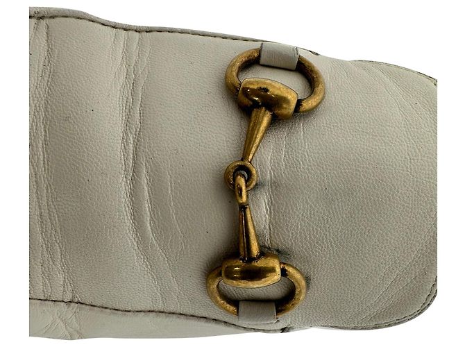 Mules Gucci Horsebit in pelle bianca Marrone Rosso - vista 7