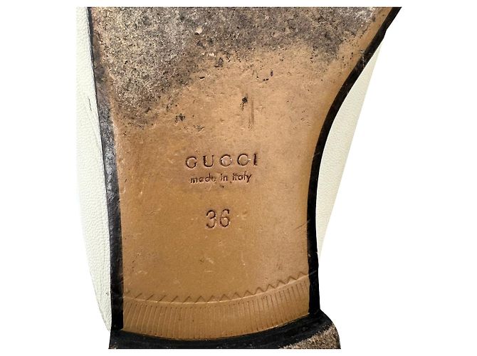 Mules Gucci Horsebit in pelle bianca Marrone Rosso - vista 9