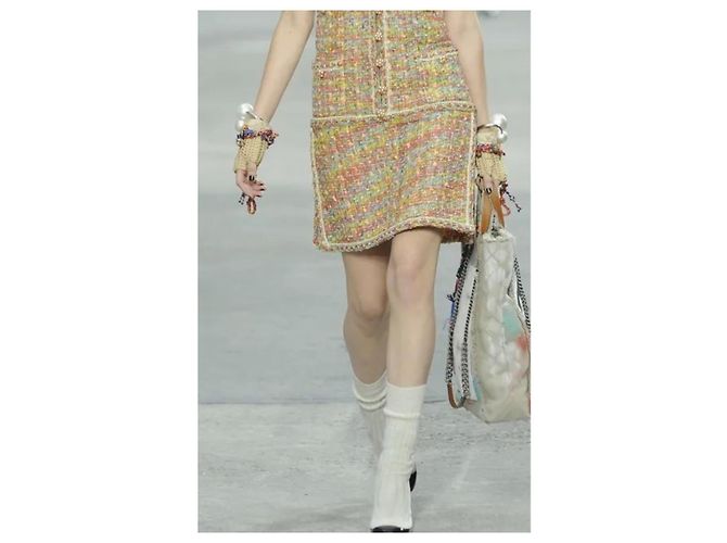 Chanel Armreif mit Perlen und CC-Logo Weiß Golden - Ansicht 5
