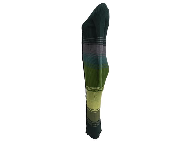 Staud Shoko Strickmidi-Kleid aus grüner Viskose - Ansicht 2
