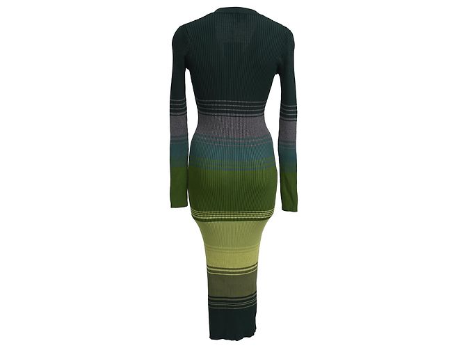 Staud Shoko Strickmidi-Kleid aus grüner Viskose - Ansicht 3