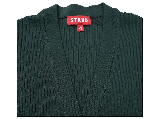 Staud Shoko Strickmidi-Kleid aus grüner Viskose - Ansicht 4