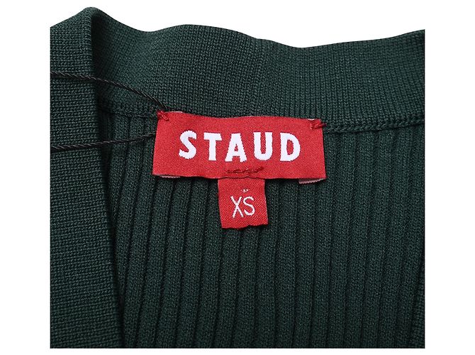 Staud Shoko Strickmidi-Kleid aus grüner Viskose - Ansicht 5