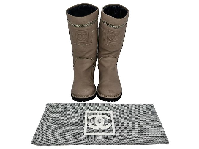 Chanel Motorcycle Boots aus braunem Leder Rot - Ansicht 15