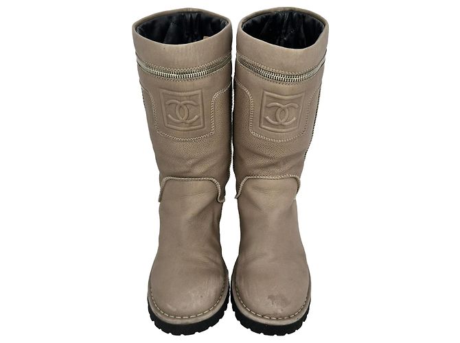 Chanel Motorcycle Boots aus braunem Leder Rot - Ansicht 3