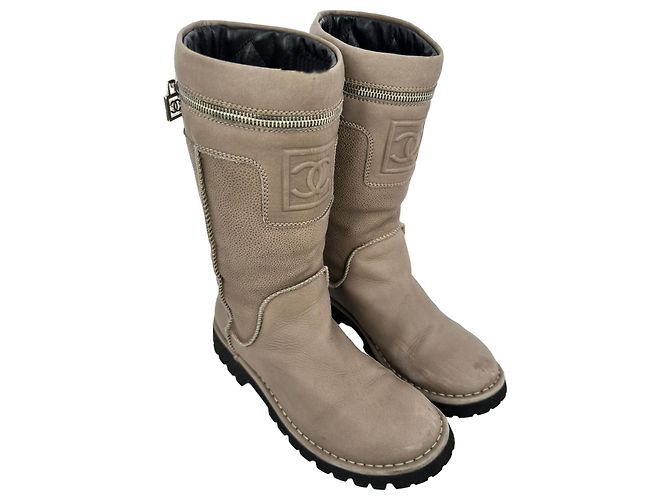 Chanel Motorcycle Boots aus braunem Leder Rot - Ansicht 4