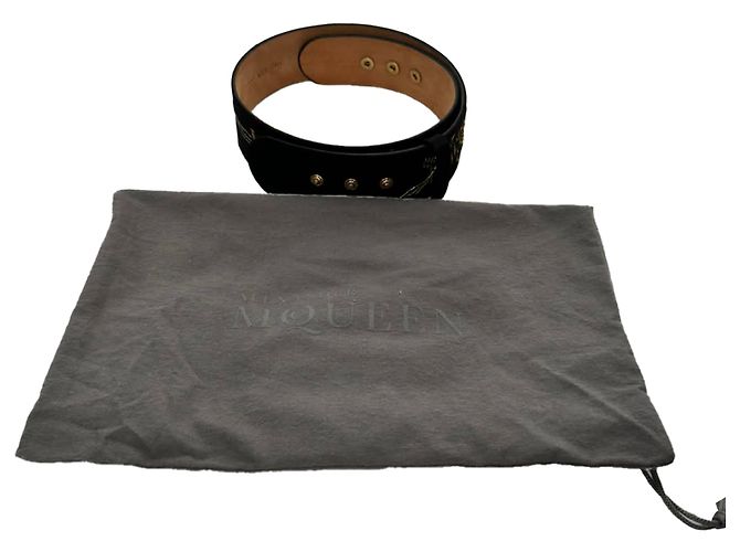 Ceinture ornée en daim noir Alexander McQueen - vue 10