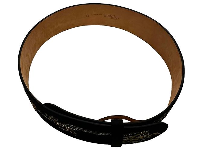 Ceinture ornée en daim noir Alexander McQueen - vue 3