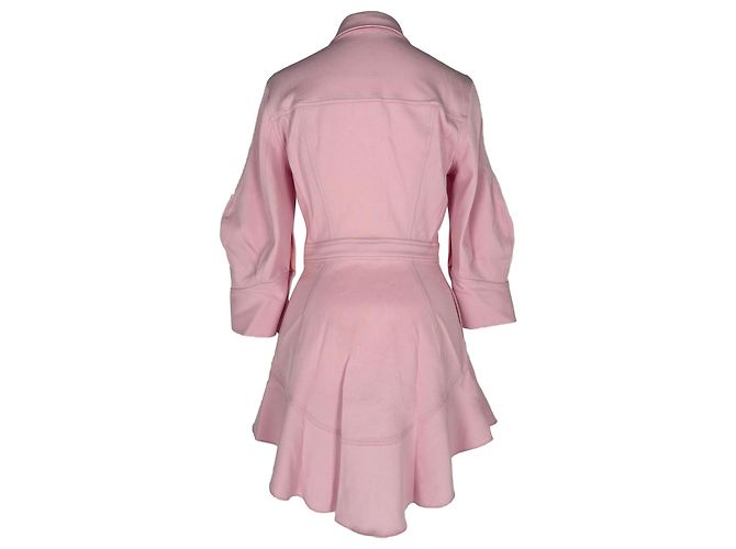 Autre Marque Vestido camisa mini de piqué de algodón rosa Brandon Maxwell Castaño - vista 3