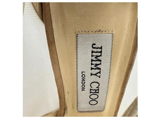 Décolleté Jimmy Choo con accenti in mesh in scamosciato beige Stampa python - vista 12