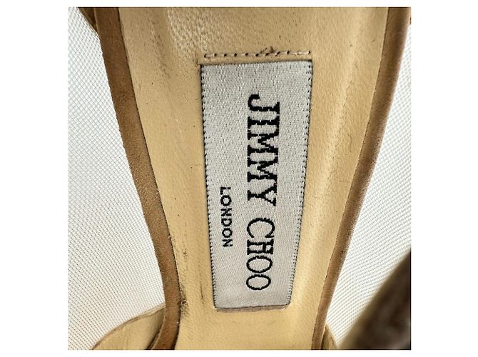Décolleté Jimmy Choo con accenti in mesh in scamosciato beige Stampa python - vista 13
