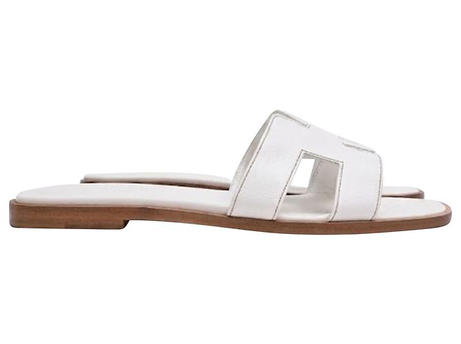 Sandalias Oran Logo en piel blanca Hermès Blanco - vista 4