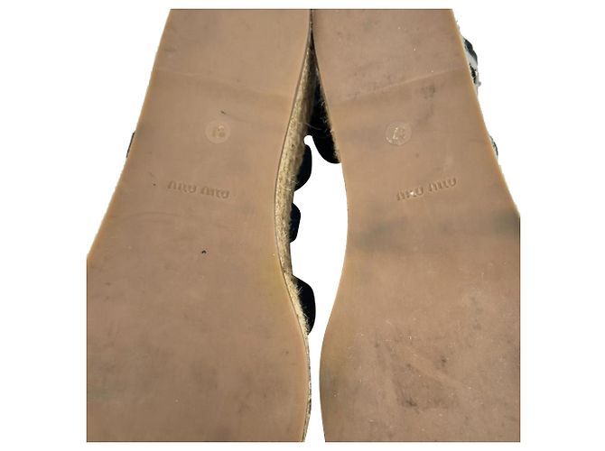 Sandalias de plataforma con tiras Miu Miu en piel y ante azul marino - vista 8