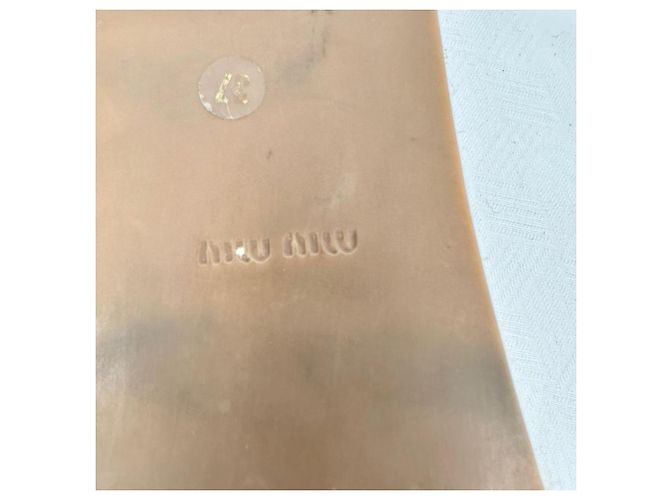 Sandalias de plataforma con tiras Miu Miu en piel y ante azul marino - vista 9