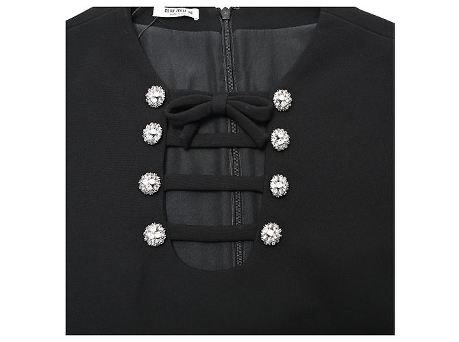 Mini abito a maniche lunghe Miu Miu in triacetato nero - vista 5
