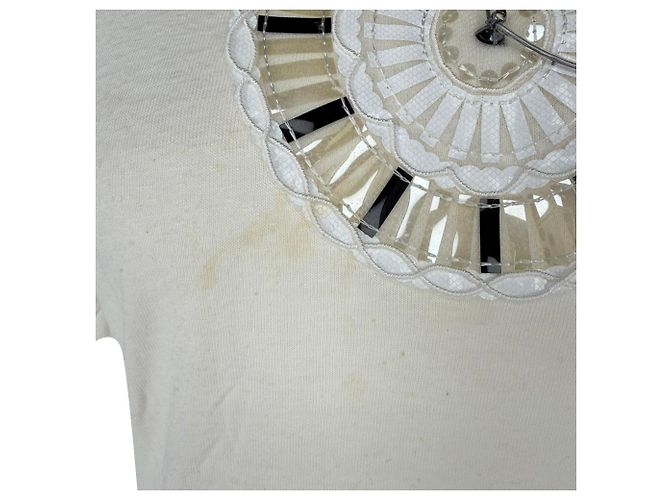 Timeless T-shirt a maniche corte Chanel 20C Lace Clock in viscosa bianca - vista 3