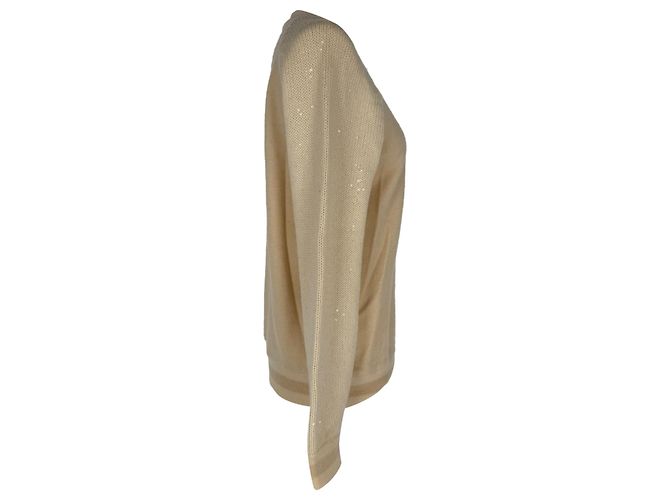 Paillettenpullover Brunello Cucinelli aus Beige Polyamid - Ansicht 2