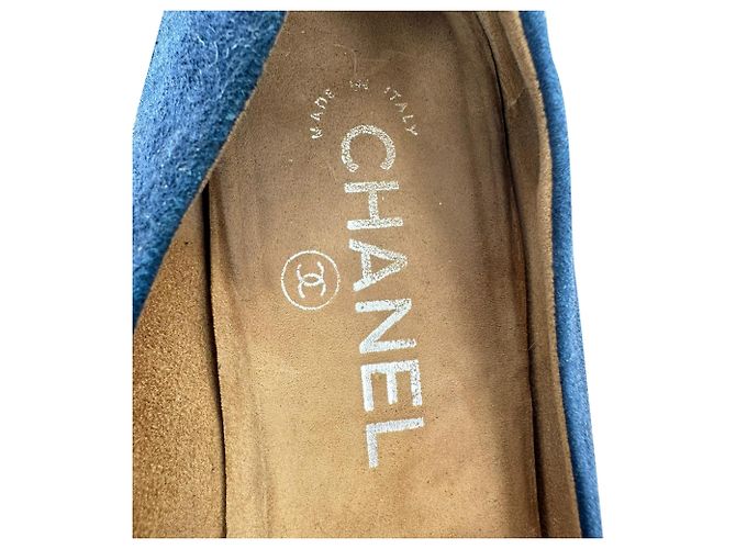 Timeless Ballerine Chanel Cap Toe Chain in scamosciato blu Blu chiaro - vista 10