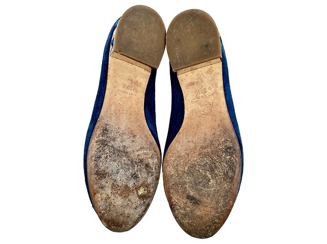 Timeless Ballerine Chanel Cap Toe Chain in scamosciato blu Blu chiaro - vista 11