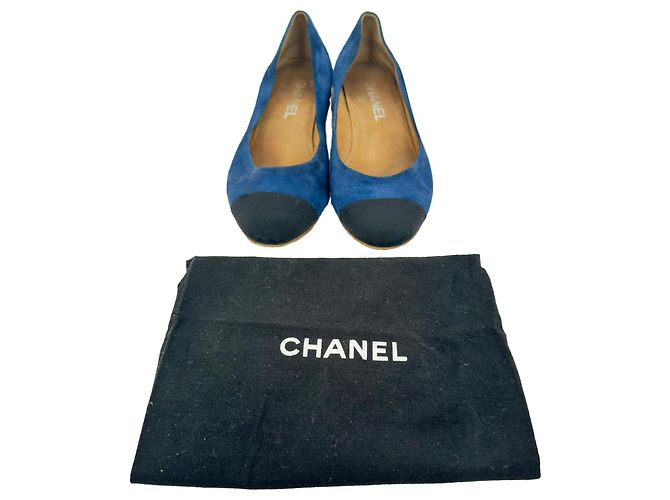 Timeless Ballerine Chanel Cap Toe Chain in scamosciato blu Blu chiaro - vista 13