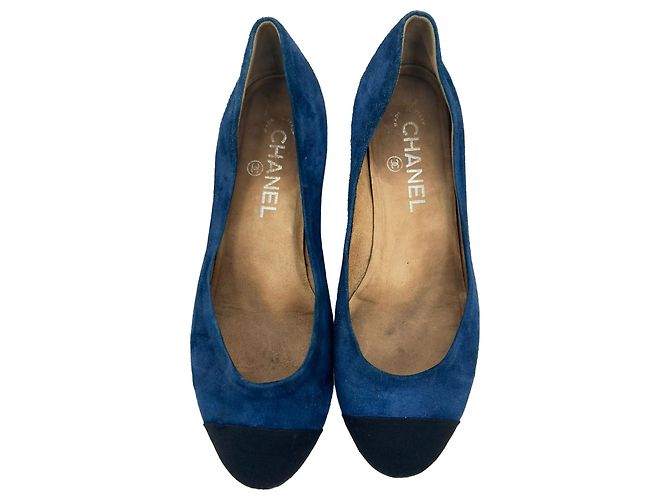 Timeless Ballerine Chanel Cap Toe Chain in scamosciato blu Blu chiaro - vista 5